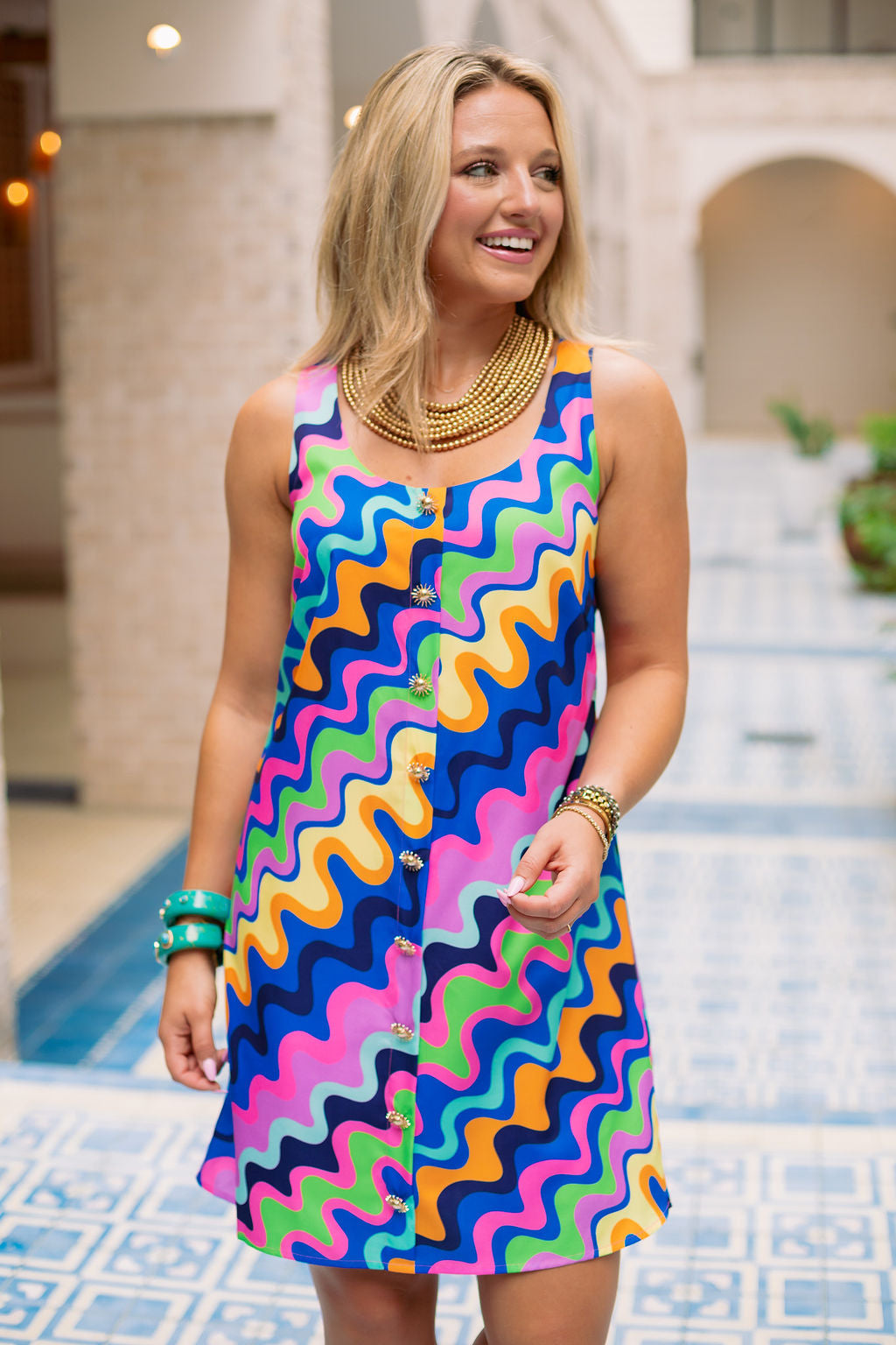 SSYS Lulu Multicolor Wavy Shift Dress