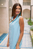 SSYS Saylor Sleeveless Preppy Shirt Dress In Teal
