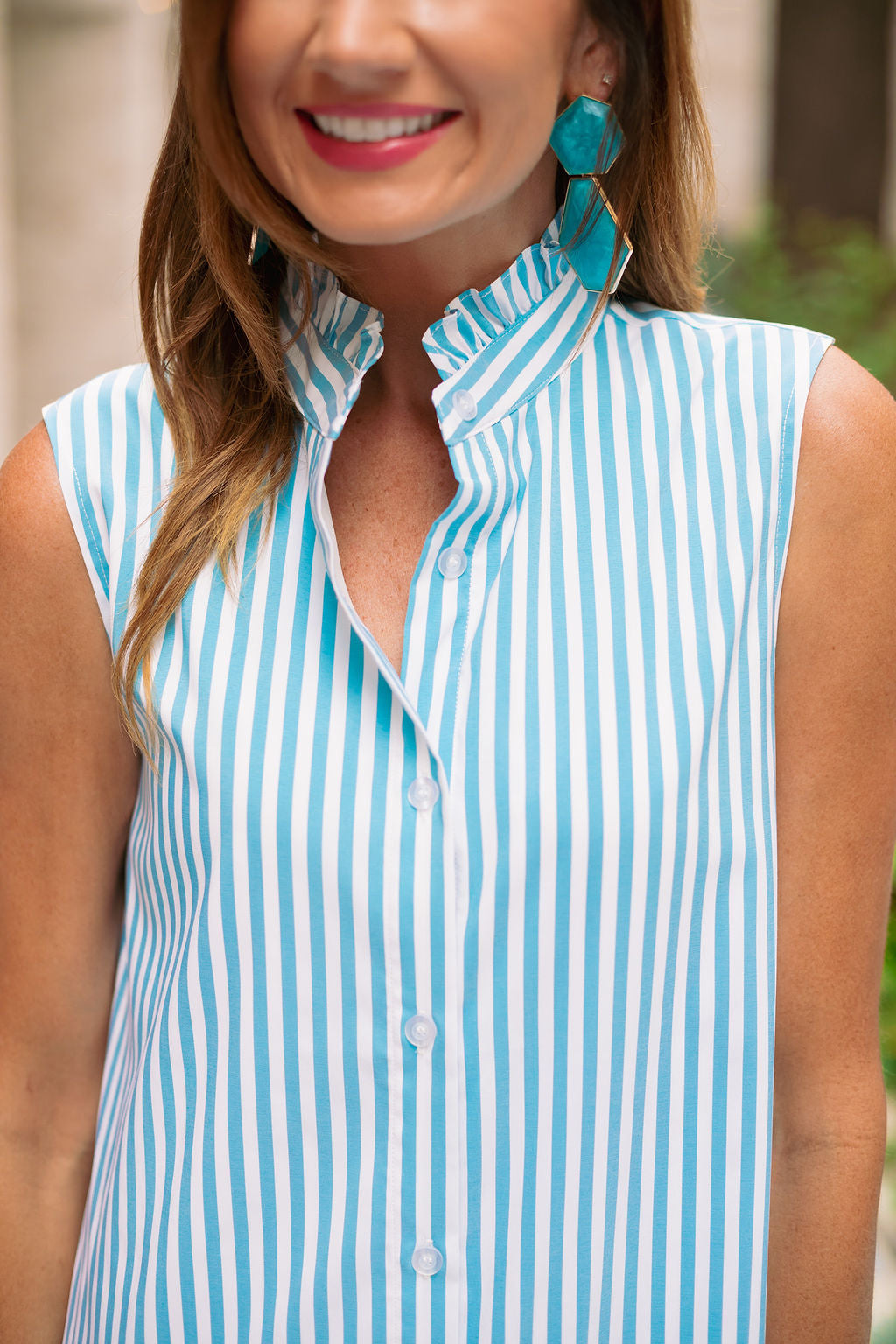 SSYS Saylor Sleeveless Preppy Shirt Dress In Teal