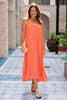 SSYS Leland V Neck Sleeveless Pleated Chiffon Maxi Dress In Coral