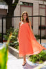 SSYS Leland V Neck Sleeveless Pleated Chiffon Maxi Dress In Coral