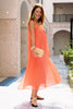 SSYS Leland V Neck Sleeveless Pleated Chiffon Maxi Dress In Coral