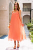 SSYS Leland V Neck Sleeveless Pleated Chiffon Maxi Dress In Coral