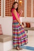 SSYS Daisy One Tier Bright Multi Madras Maxi Skirt