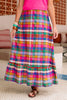 SSYS Daisy One Tier Bright Multi Madras Maxi Skirt