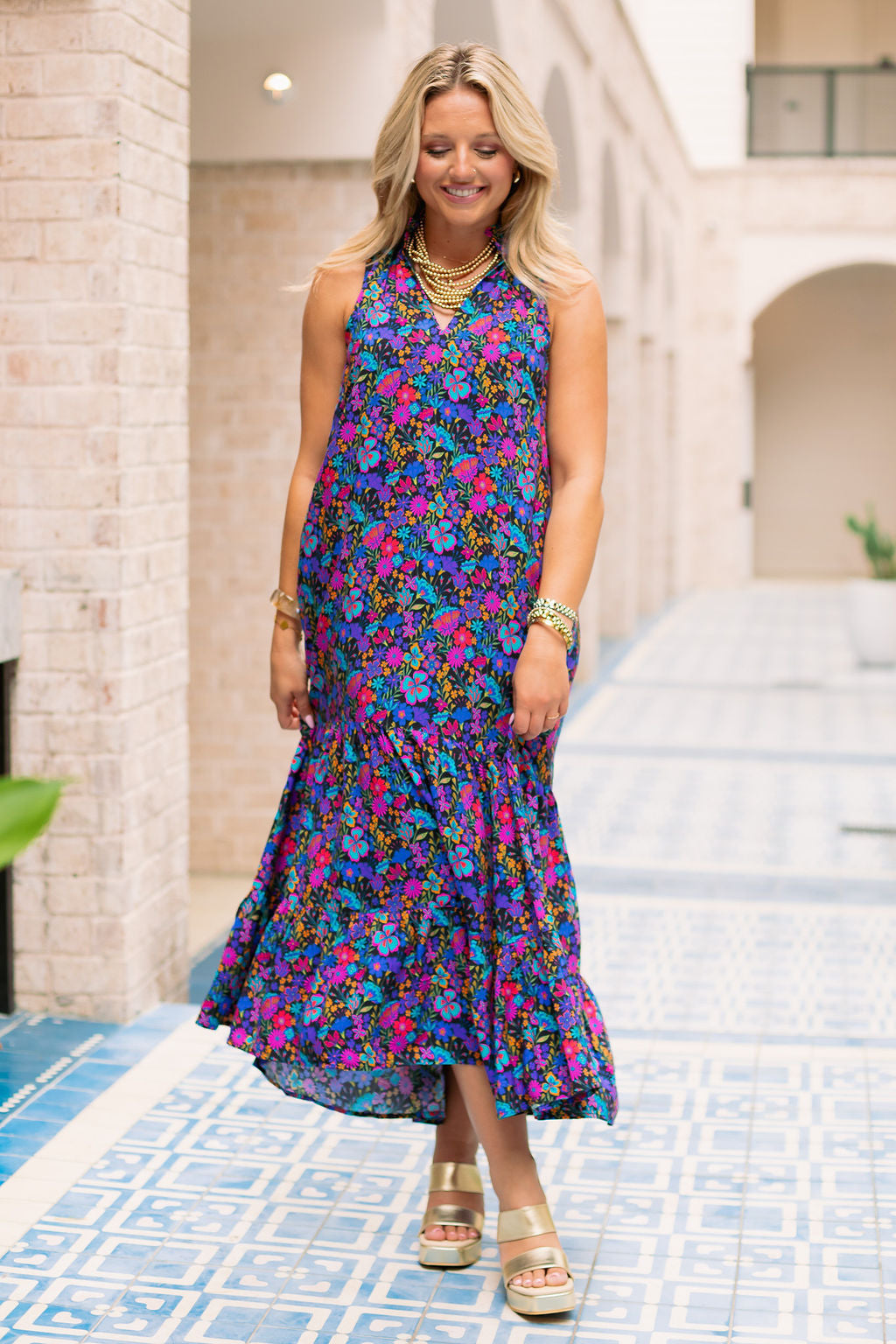 SSYS Rowan Sleeveless Maxi Dress In Electric Night Garden