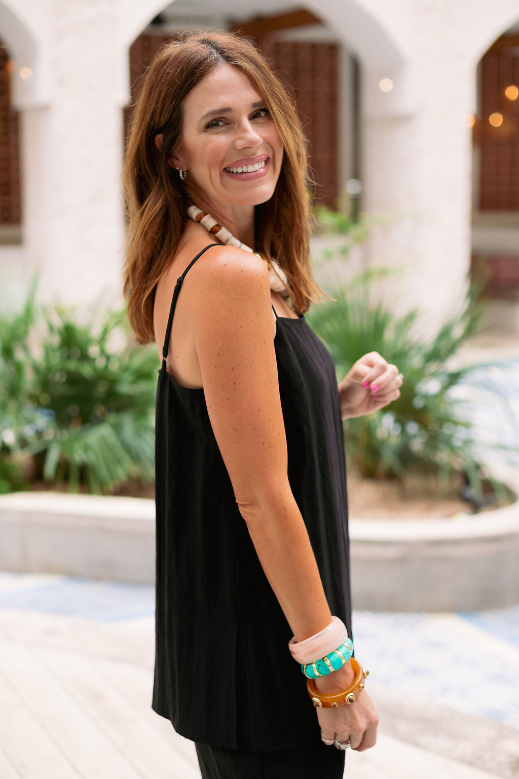 SSYS Teagan Linen Side Slit Top In Black