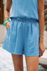 SSYS Penny Linen Drawstring Waist Shorts In Cornflower