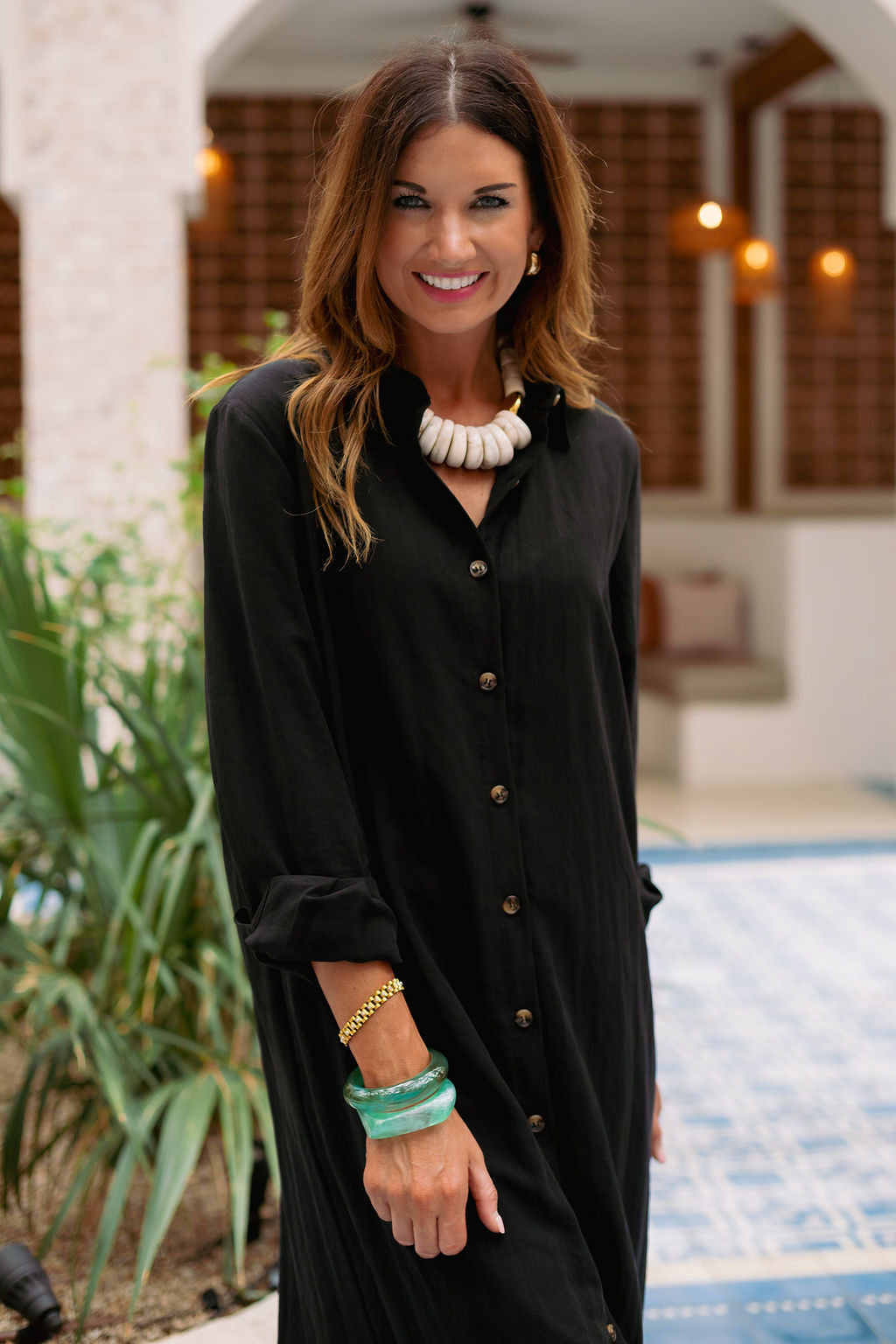 SSYS Larissa Linen Shirt Dress In Black