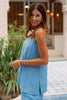 SSYS Teagan Linen Side Slit Top In Cornflower