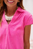SSYS Lorie Terry V Neck Short Sleeve Top and Shorts Set In Hot Pink *FINAL SALE*