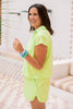 SSYS Lorie Terry V Neck Short Sleeve Top and Shorts Set In Lime *FINAL SALE*