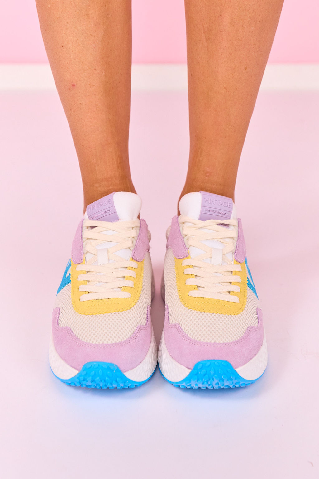 Vintage Havana Yellow Blue Purple Wedge Sneakers
