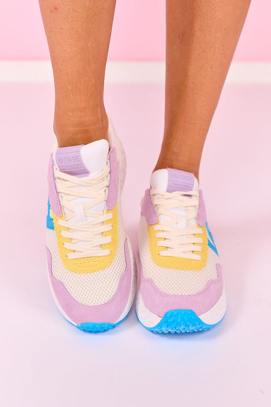 Vintage Havana Yellow Blue Purple Wedge Sneakers