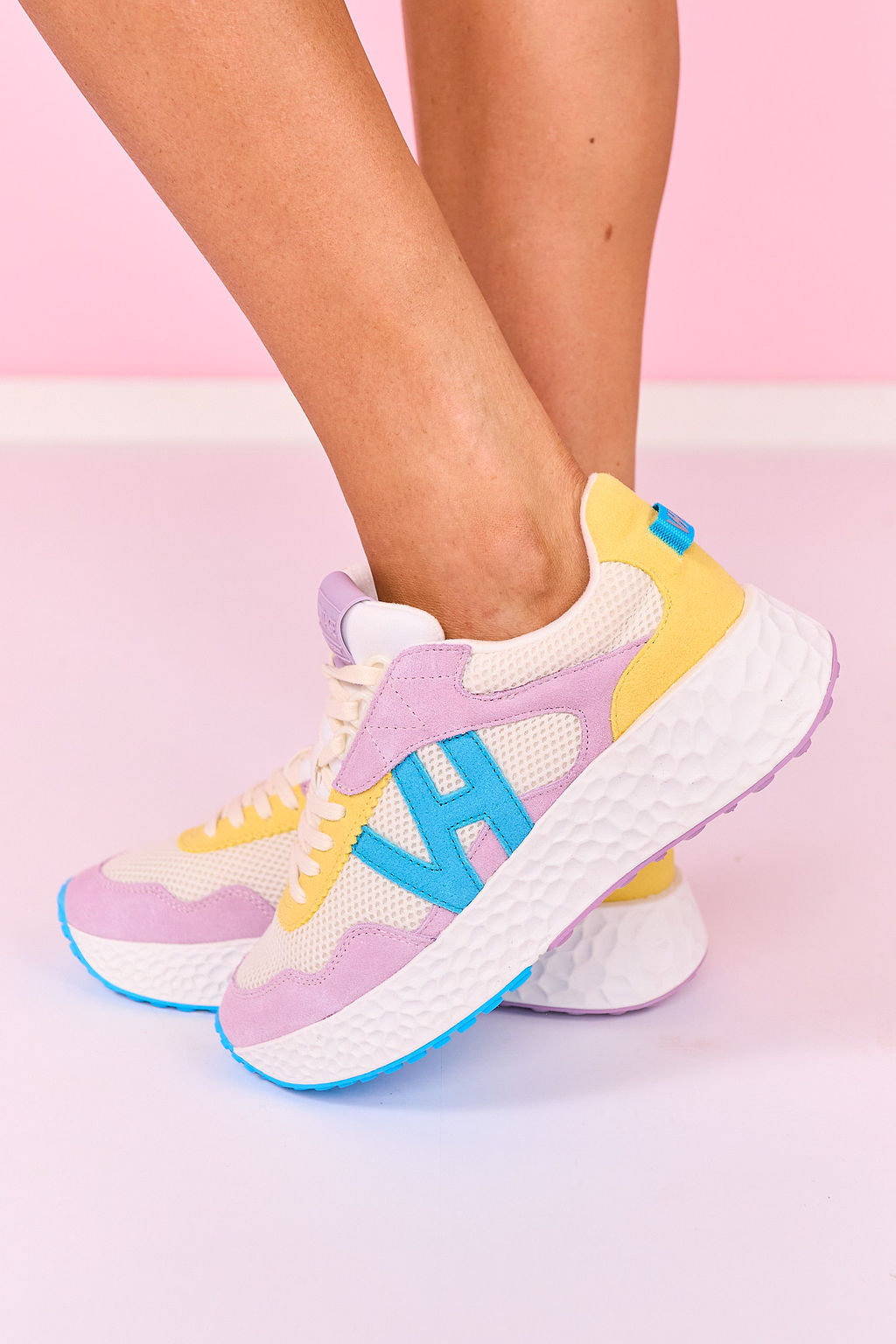 Vintage Havana Yellow Blue Purple Wedge Sneakers