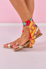 Gold Metallic Scarf Ankle Strap Sandals