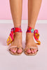 Gold Metallic Scarf Ankle Strap Sandals