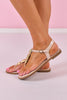 Ivory Gold Stacked Stones Thong Sandals