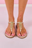 Ivory Gold Stacked Stones Thong Sandals