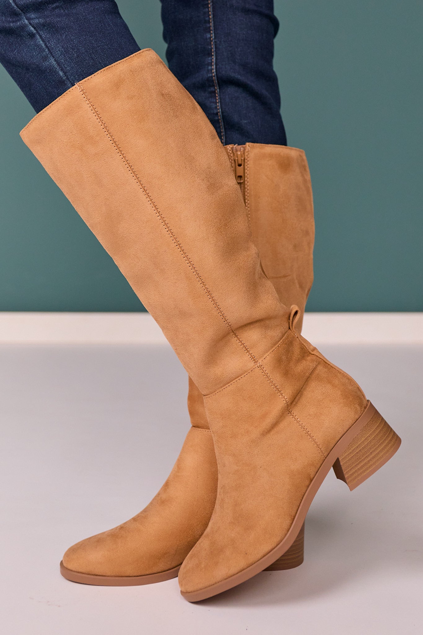 Tan Micro Suede Riding Boots