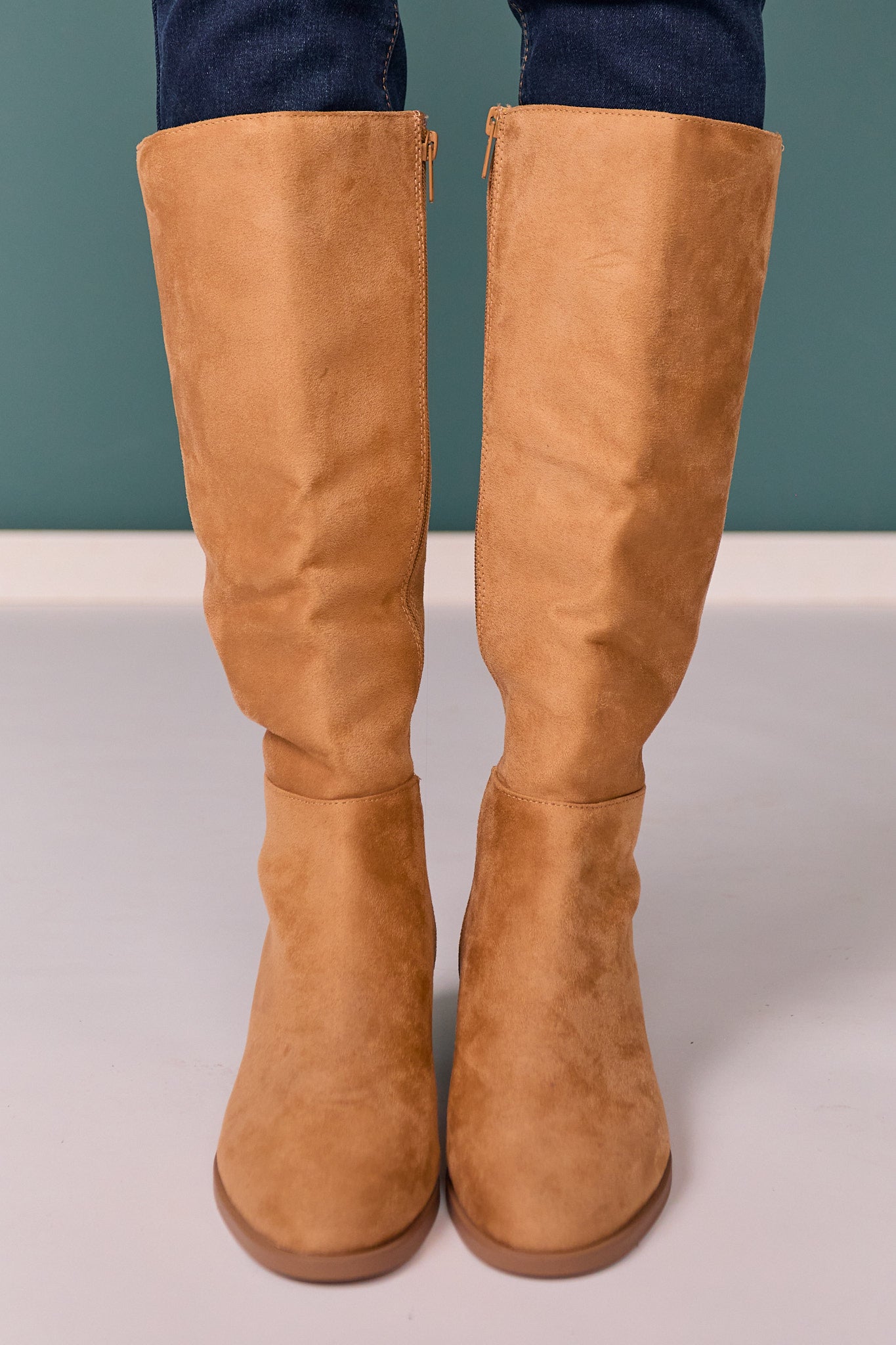 Tan Micro Suede Riding Boots