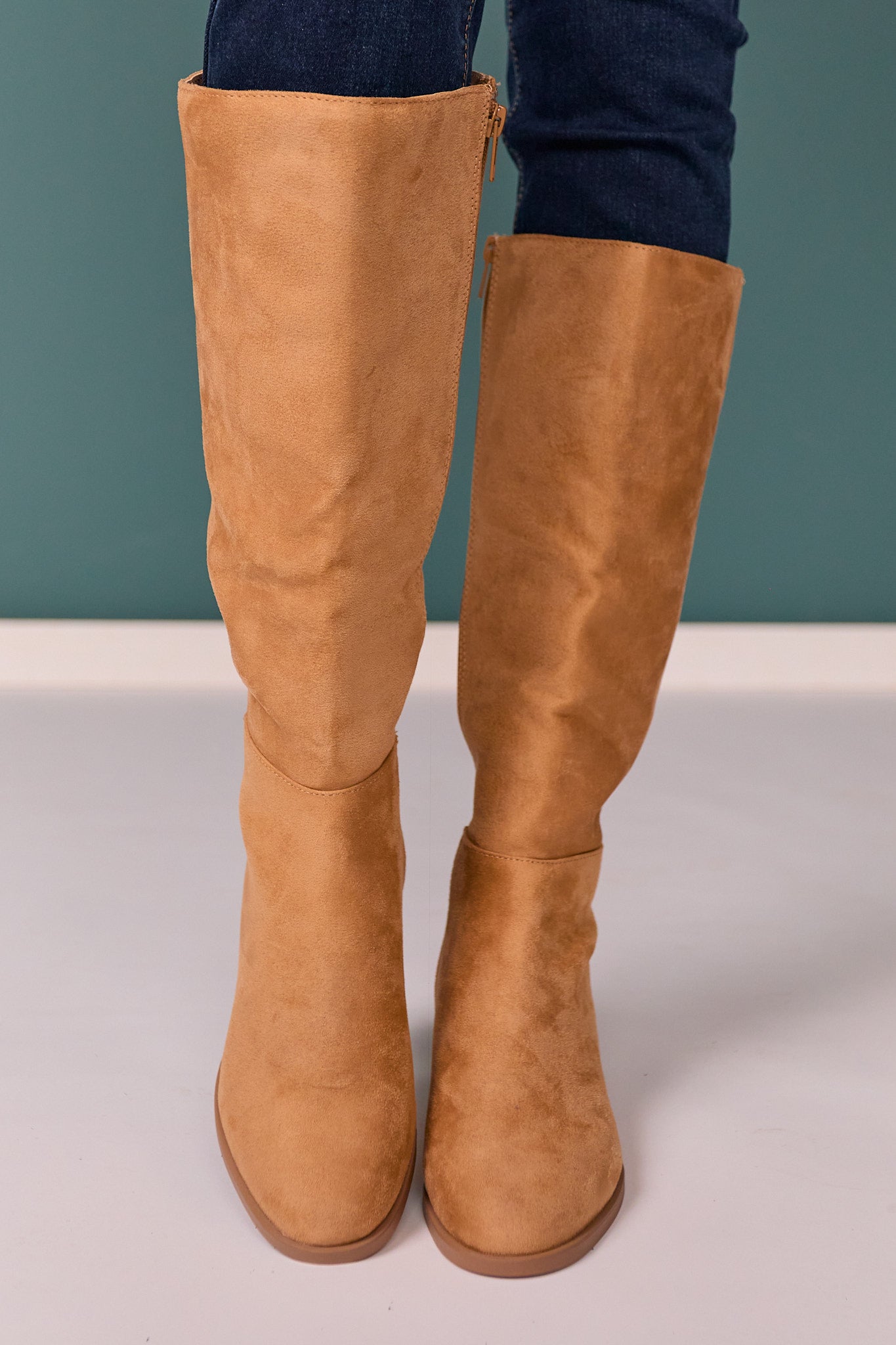 Tan Micro Suede Riding Boots