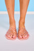 Pink Jelly Emblem Strap Sandals