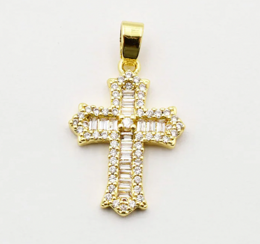 Crystal Embedded Cross Charm