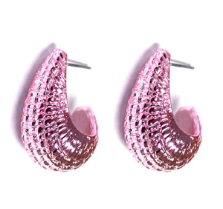 Pink Textured Teardrop Dome Earrings