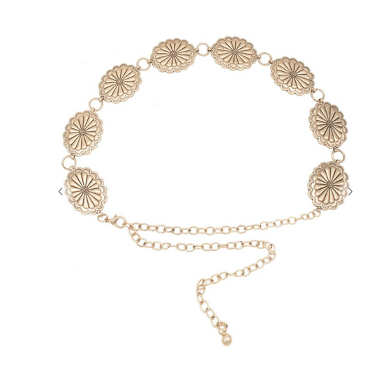 Gold Floral Bloom Concho Link Belt