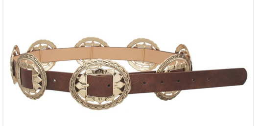 Dark Brown Concho Link Belt