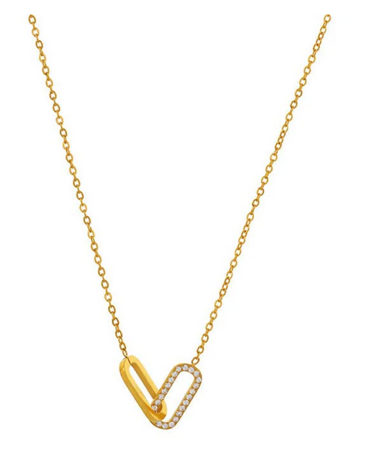 Gold Linked Crystal Necklace