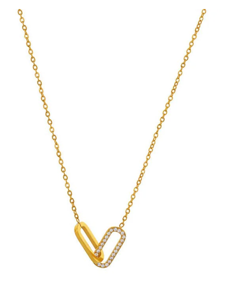 Gold Linked Crystal Necklace