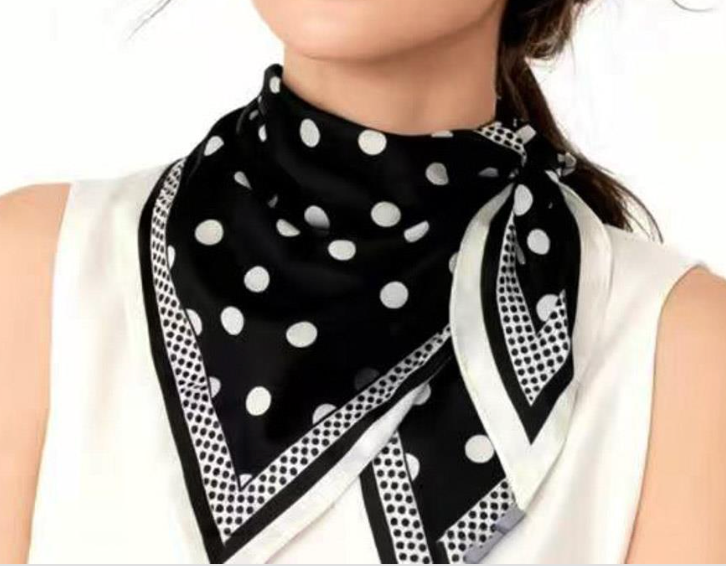 Black Polkadot Contrast Scarf