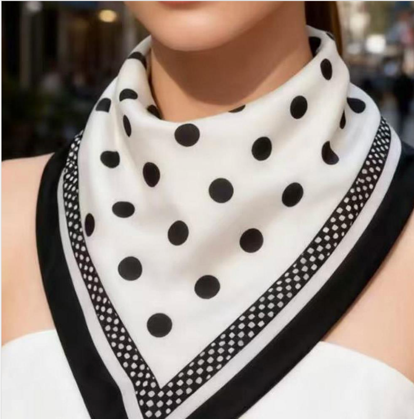 White Polkadot Contrast Scarf