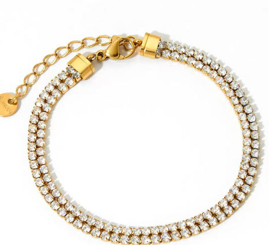 Gold Double Stacked Tennis Bracelet