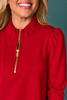 SSYS Zoey Long Sleeve Ruffle Collar Zip Air Dress In Red