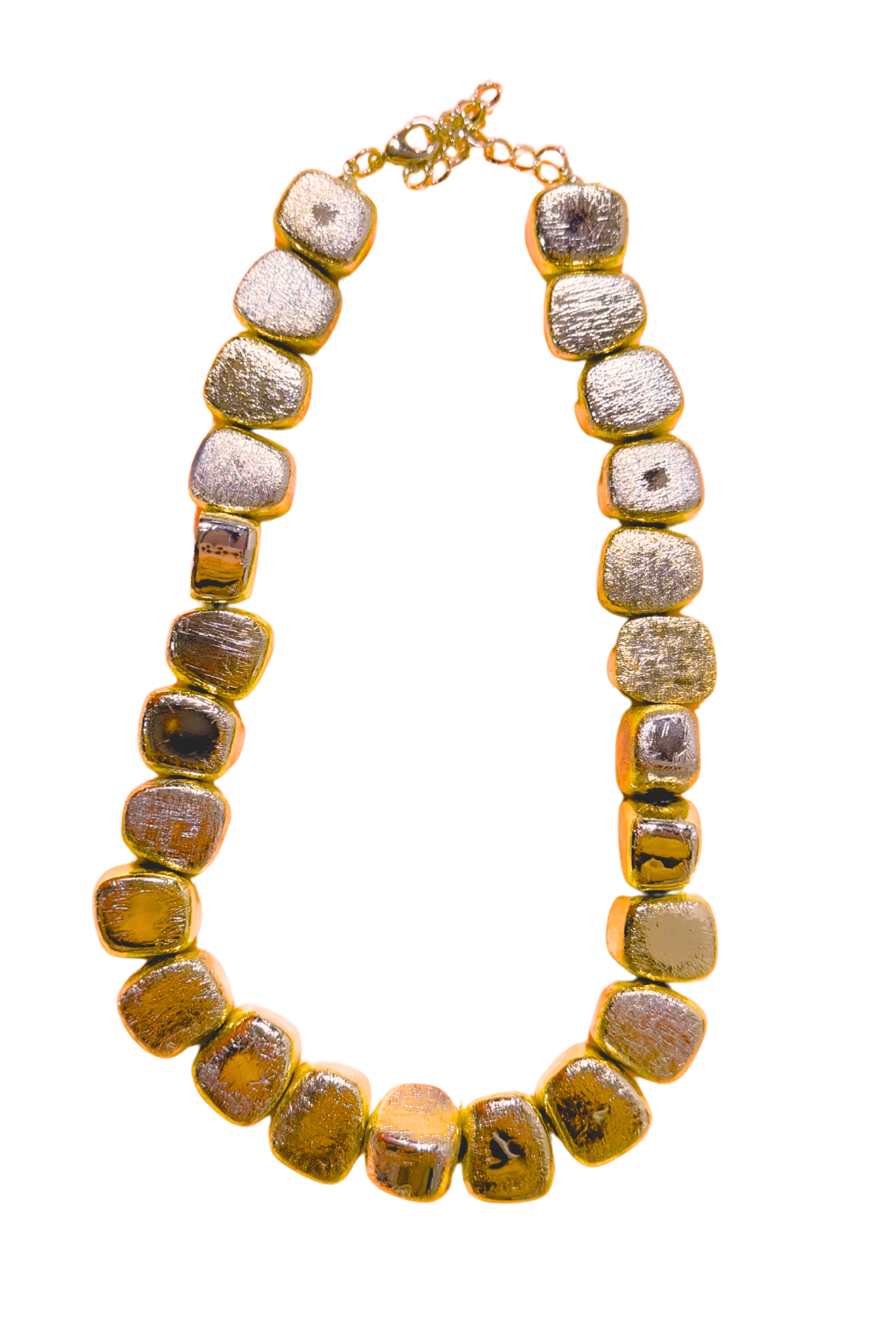 Gold Textured Beaded Necklace