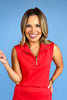 SSYS Quarter Zip Scuba Sleeveless Top In Red