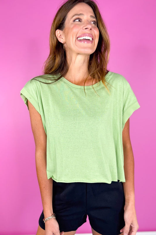 Sage Woven Short Sleeve Top *FINAL SALE*