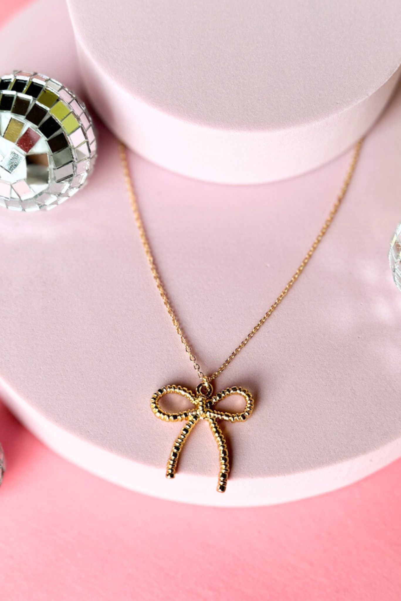 Gold Bow Pendant Necklace, accessory, necklace, must have necklace, elevated style, ssys by mallory fitzsimmons