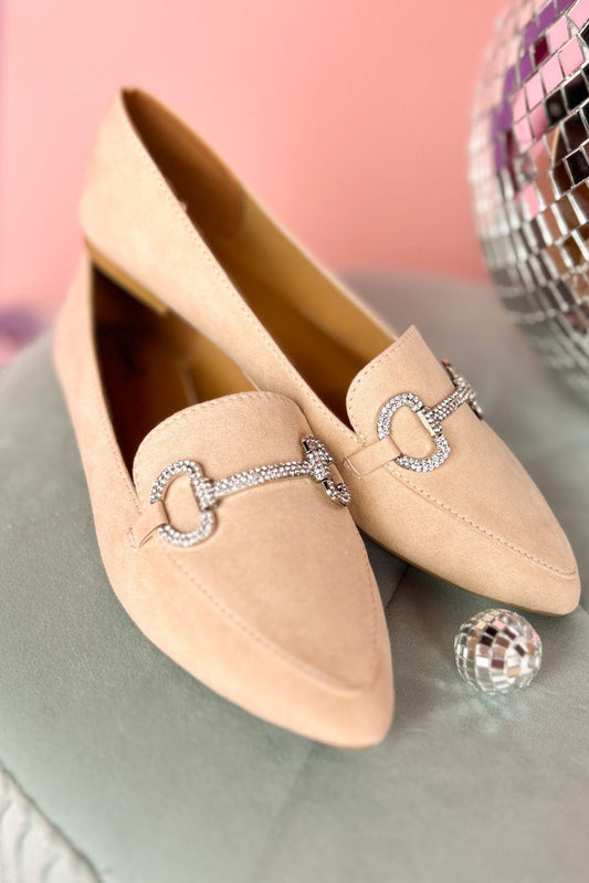 Nude Faux Suede Rhinestone Bar Loafer, shoes, loafer, horsebit loafer, nude shoes, must have shoe, office shoe, shop style your senses by mallory fitzsimmons
