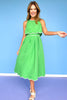 Green Scallop Embroidered Hem Midi Dress