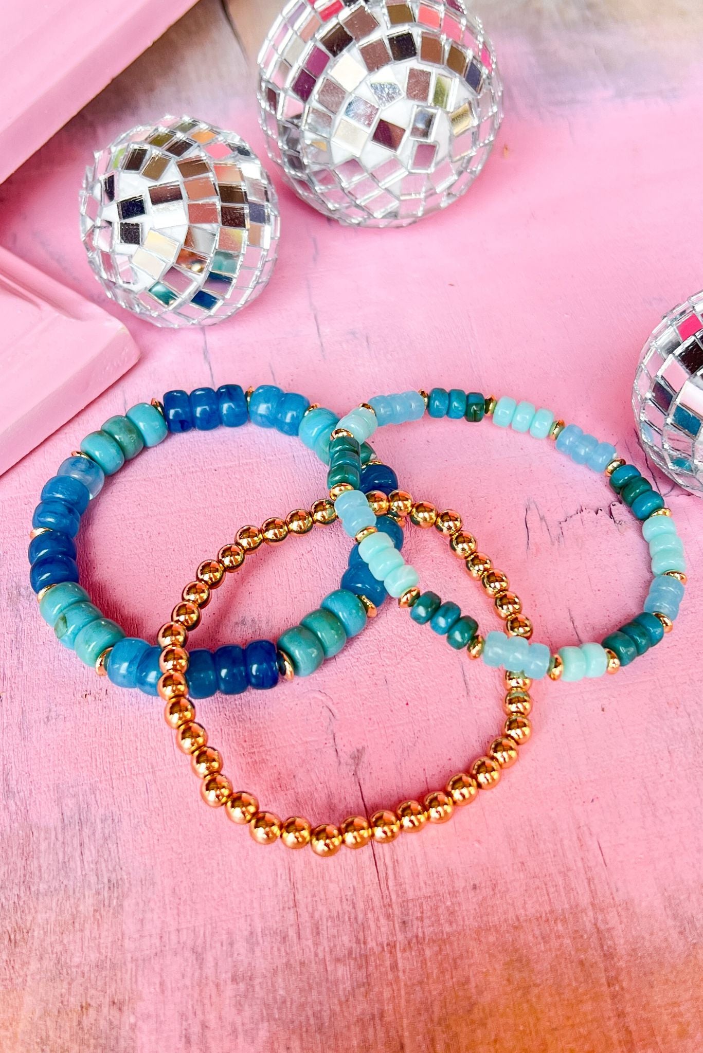 Turquoise Beaded Gold Bracelet Stack, accessory, bracelet, bracelet stack, must have accessory, elevated accessory, summer accessory, SSYS by Mallory Fitzsimmons