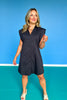 SSYS Scottie Black Poplin Cap Sleeve Button Down Dress