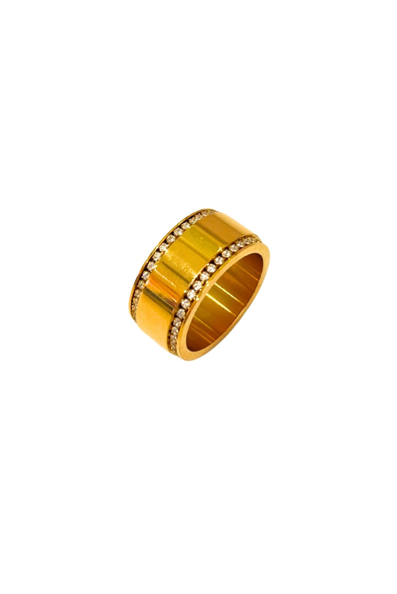 Gold Band Crystal Stacked Ring