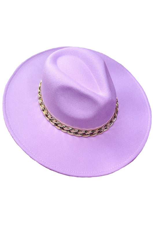 Lavender Gold Chain Red Lining Panama Hat *FINAL SALE*