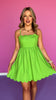 Green Sleeveless Scallop Trim Bow Back Dress