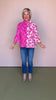 Pink Animal Print Colorblock Mock Neck Sweater