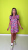 SSYS Neon Blooms Puff Short Sleeve Collared Scuba Dress
